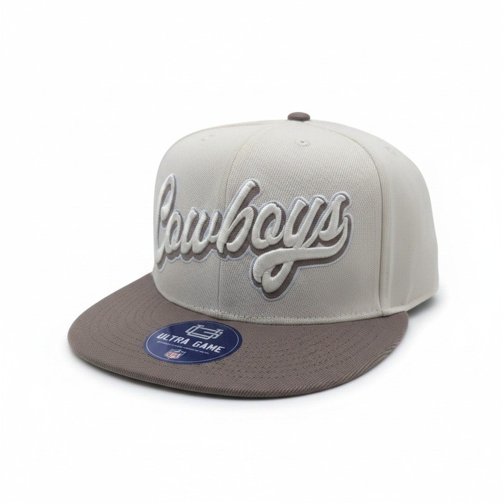 Ultra Game NFL Dallas Cowboys Snapback Hat Cream Taupe Script Logo UGML139F NEW